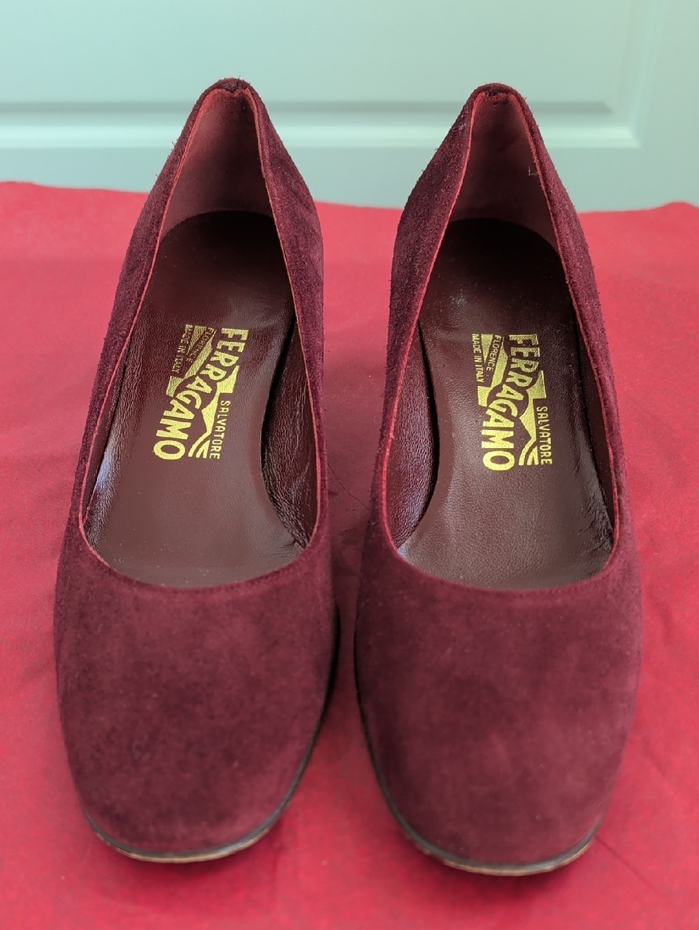 Salvatore Ferragamo Women's Burgundy Suede Pumps